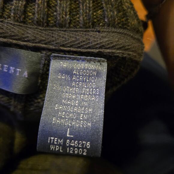 Oscar de la Renta Men’s Green Ribbed Quarter Zip Sweater Size Large - Picture 8 of 8